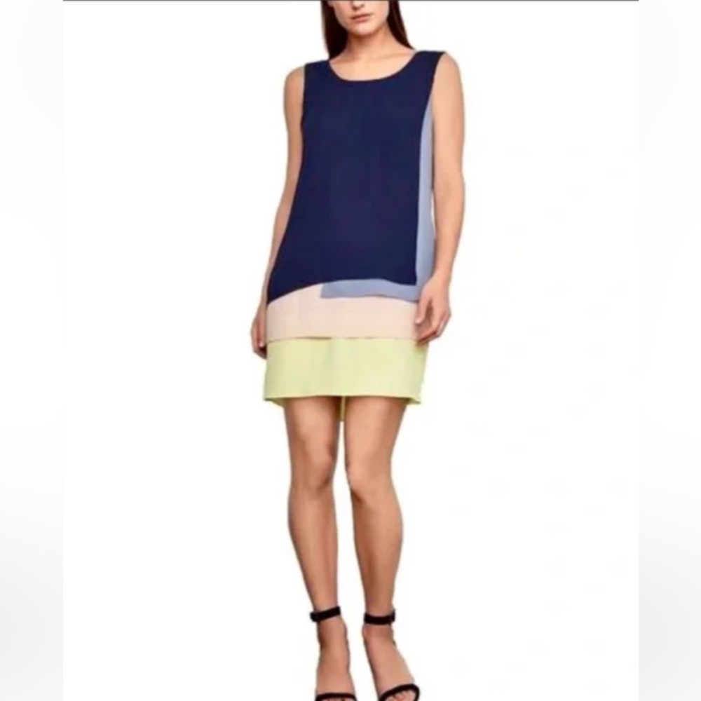 Bcbg Colorblock Tiered Tank Sleeveless Dress